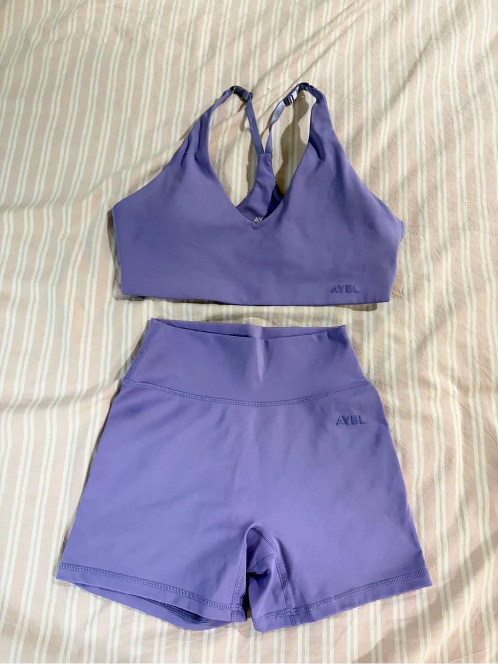 AYBL Lavender Purple Strappy Bralette & High-Waist Shorts